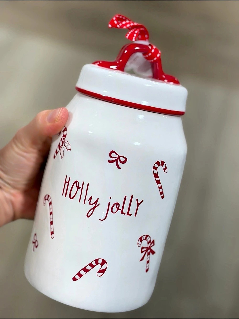 Rae Dunn Holly Jolly Candy Cane Bottle